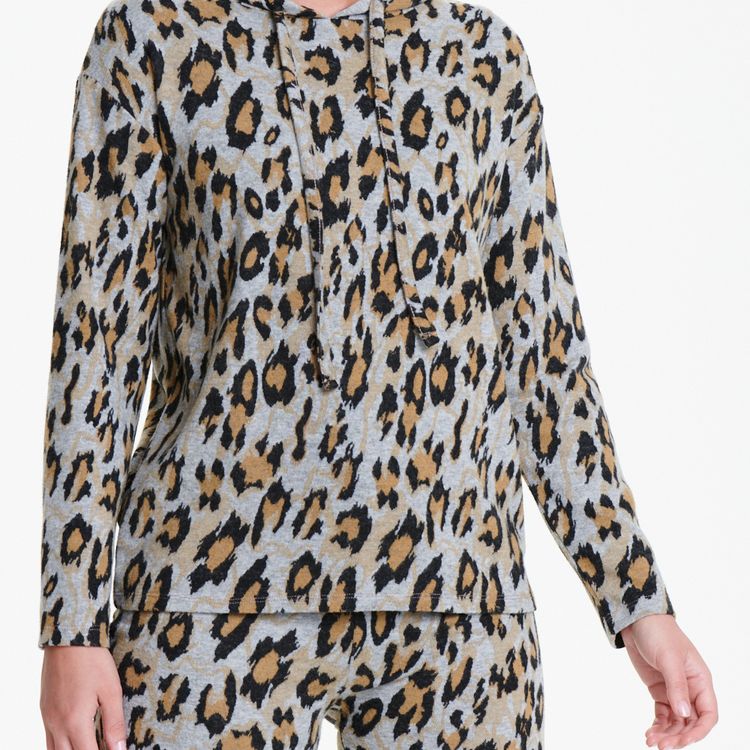 Soft Touch Leopard Print Hoodie Brand Matalan Color Brown